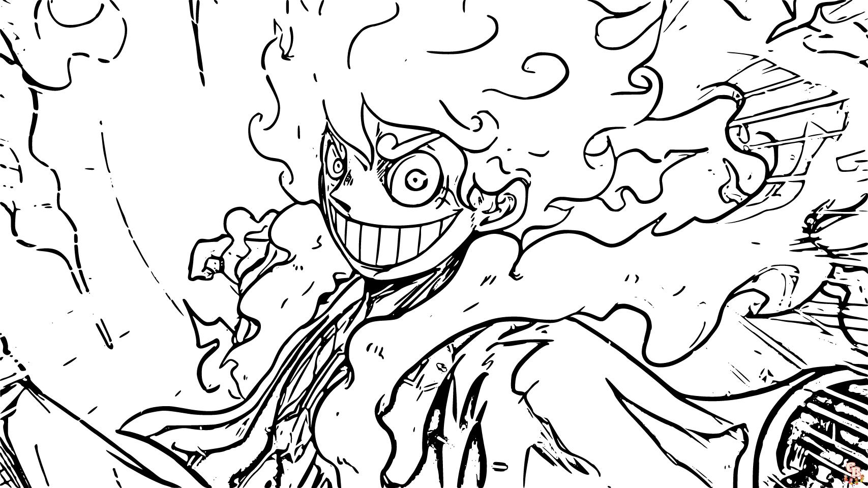 Luffy gear 5 coloring pages