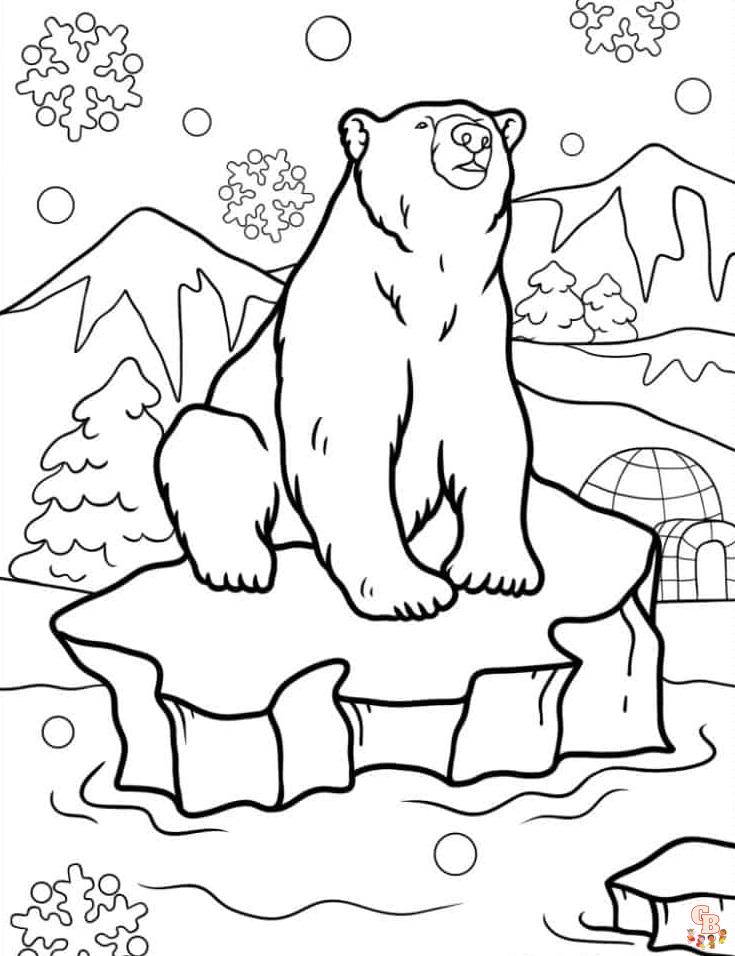 Polar bear coloring pages for kids