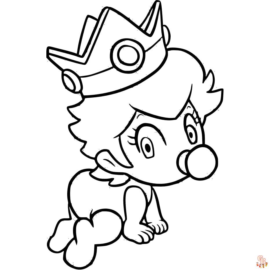 Princess Peach Coloring Page Easy