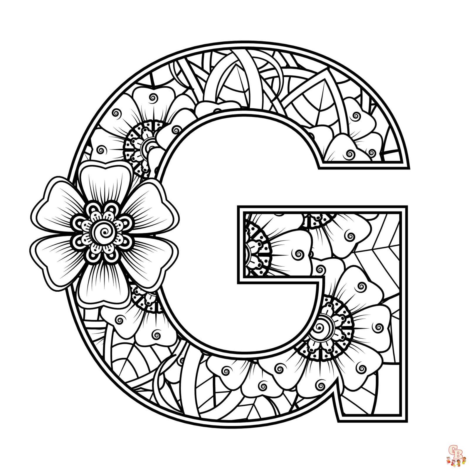 Printable letter G coloring sheets