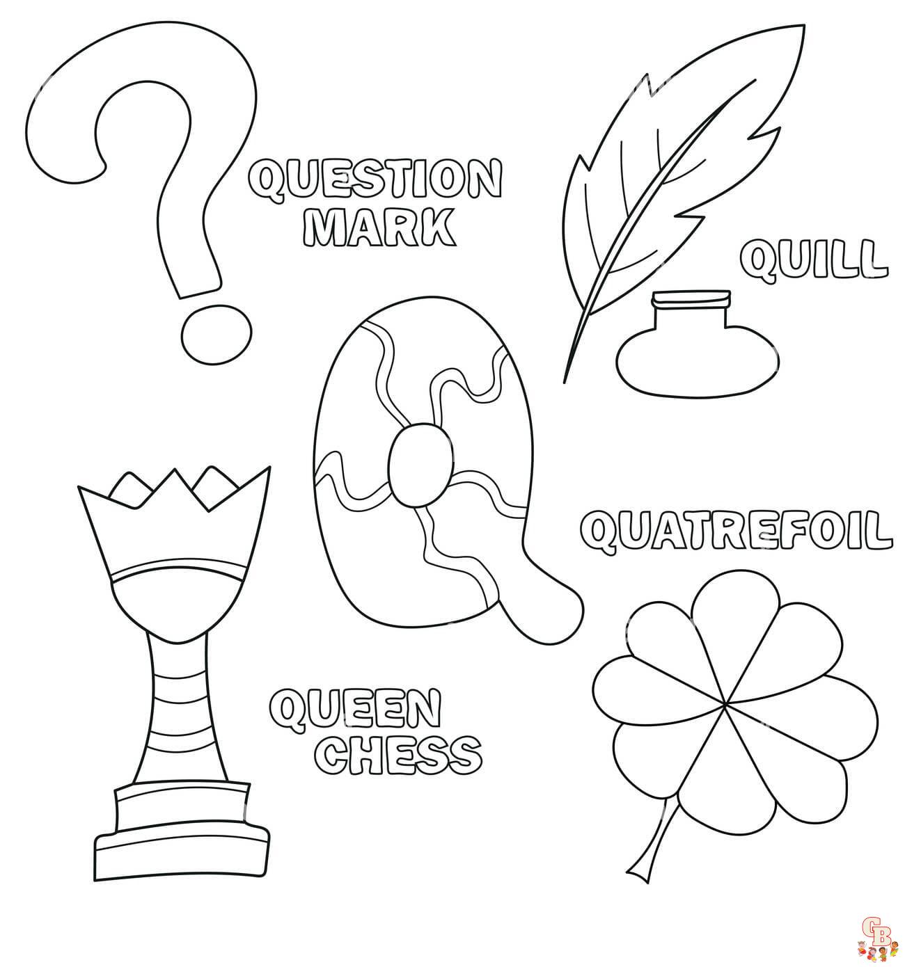 Printable letter Q coloring sheets