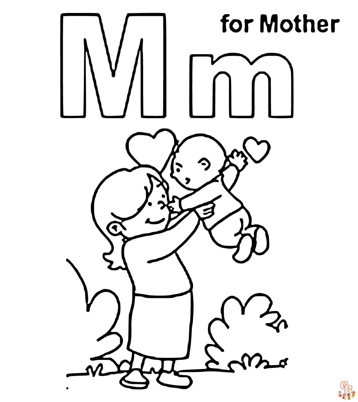 Printable letter m coloring sheets