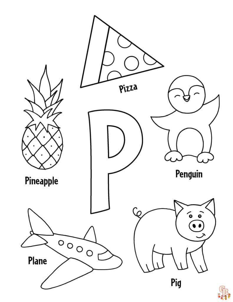 Printable letter p coloring sheets