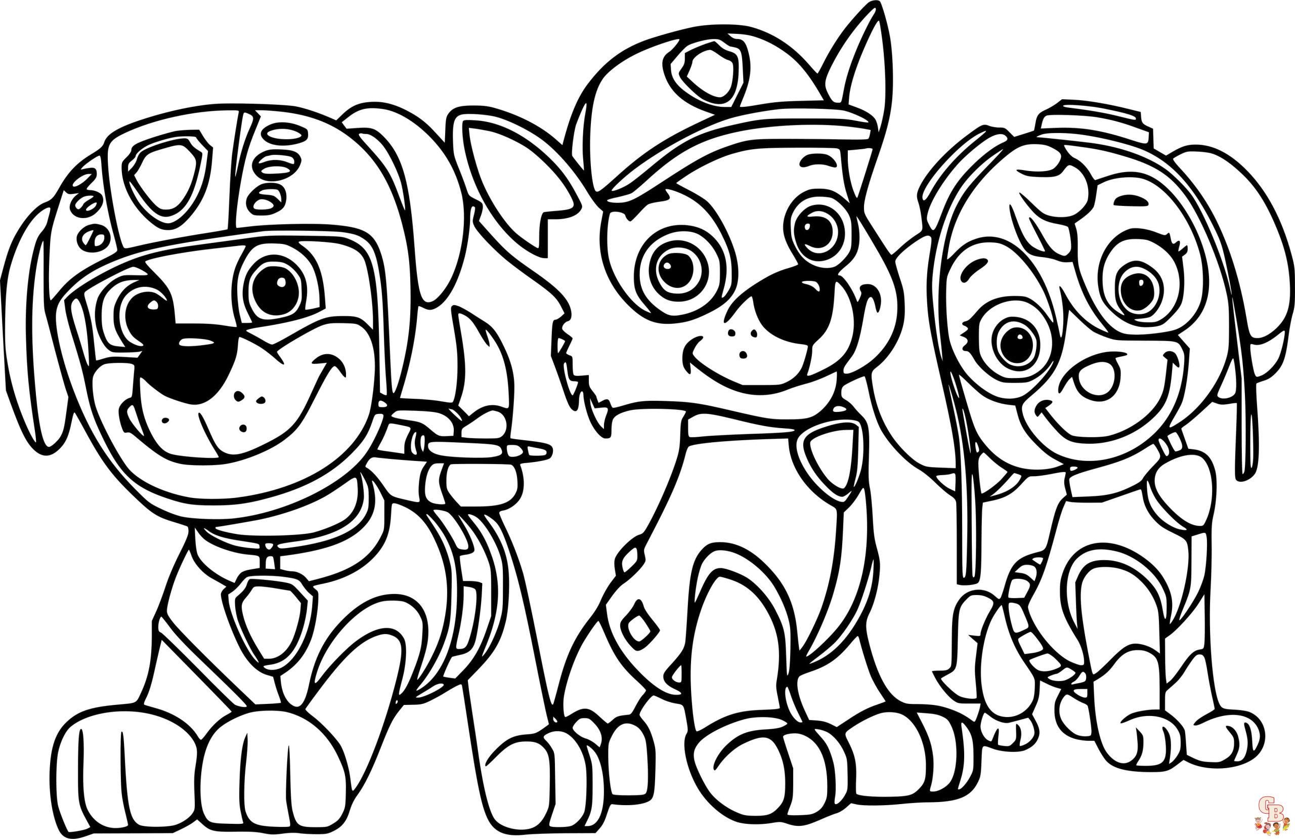 Zuma and Rocky with Skye coloring pages