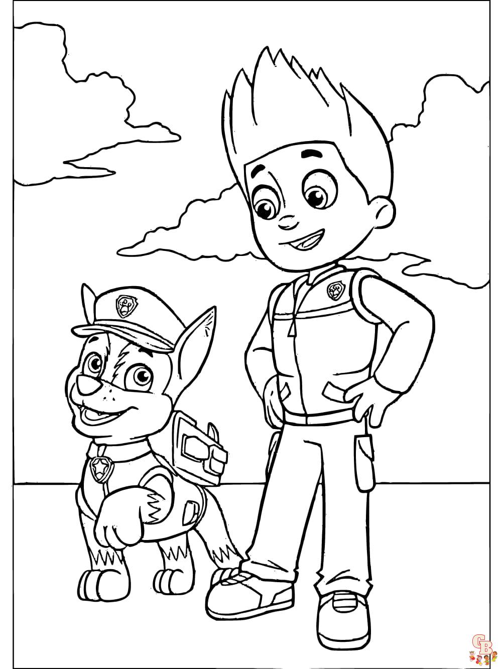 chase coloring page paw patrol