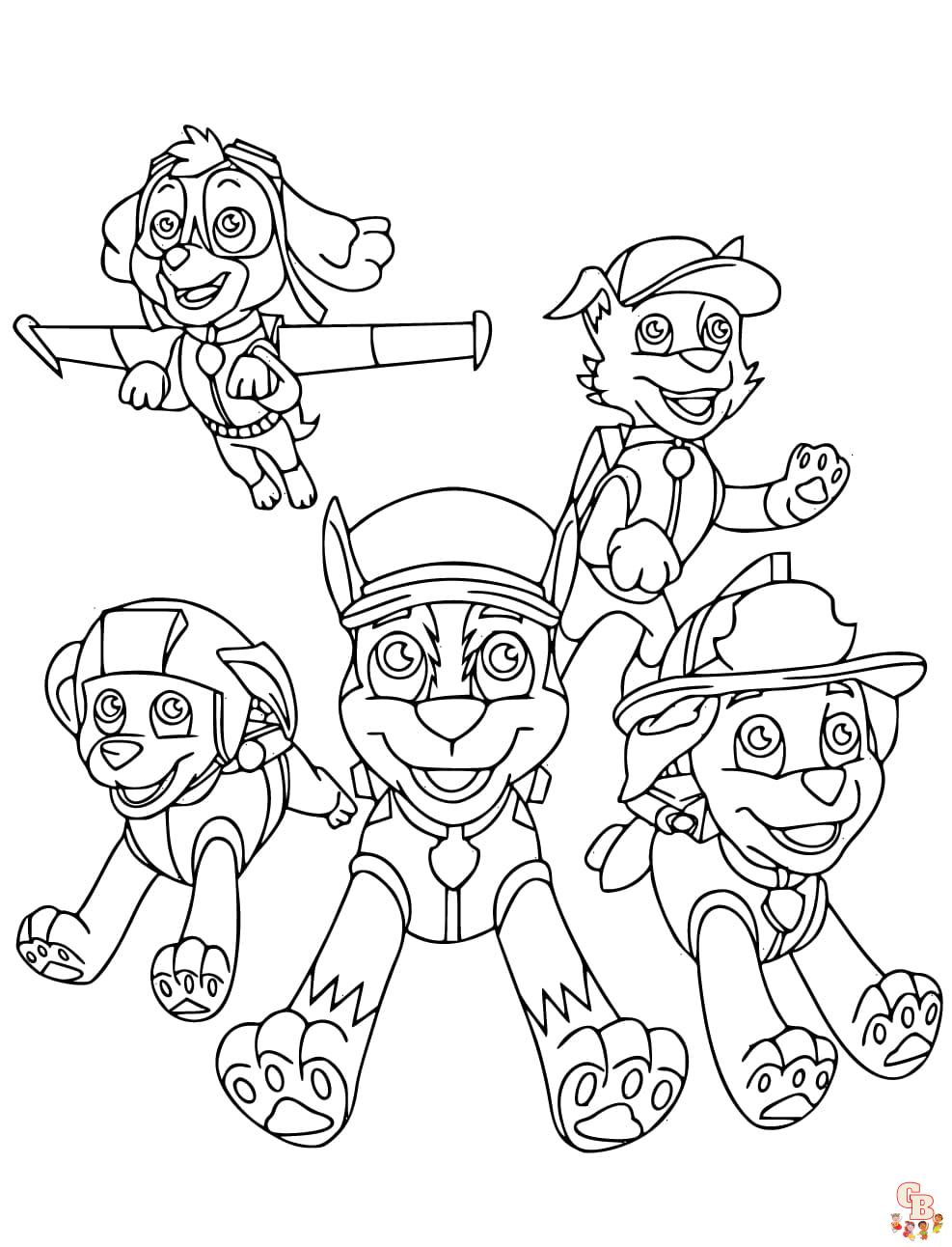 free paw patrol color pages