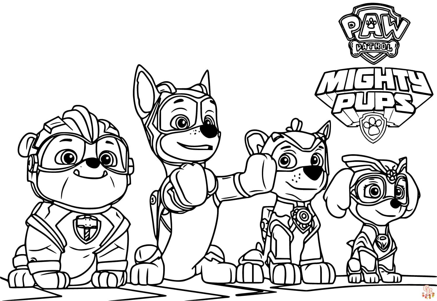 free paw patrol mighty pups coloring pages