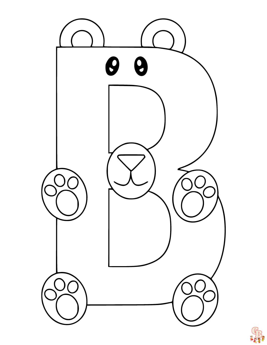 letter b coloring pages printable free