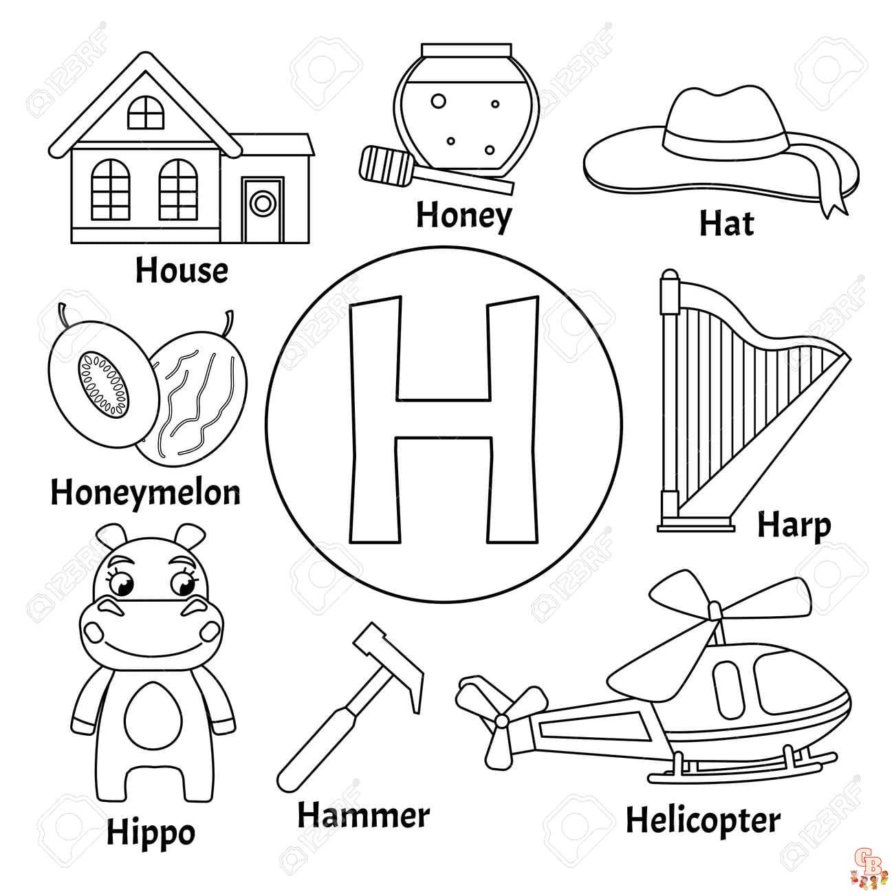 letter h coloring pages