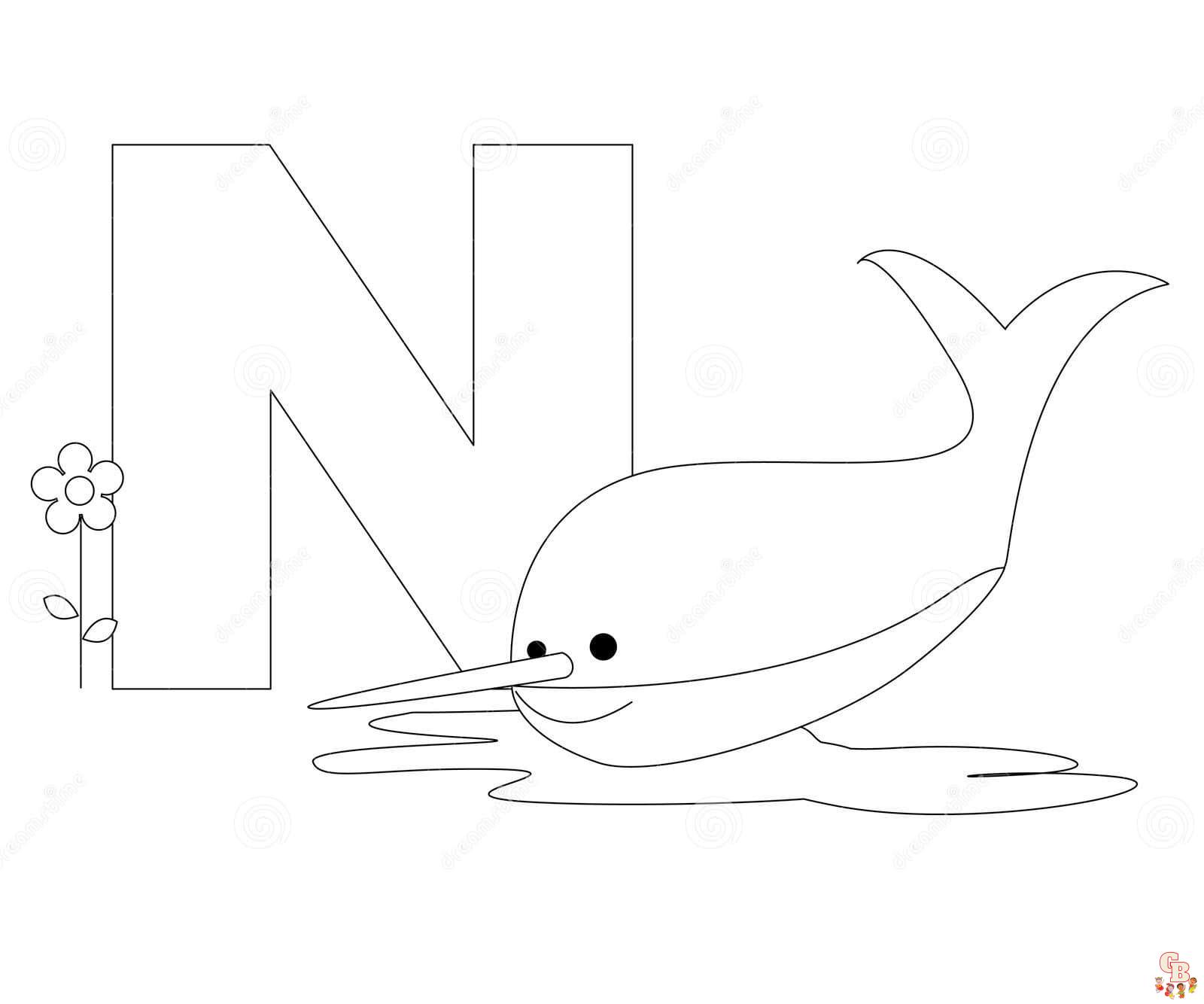 letter n coloring pages printable free