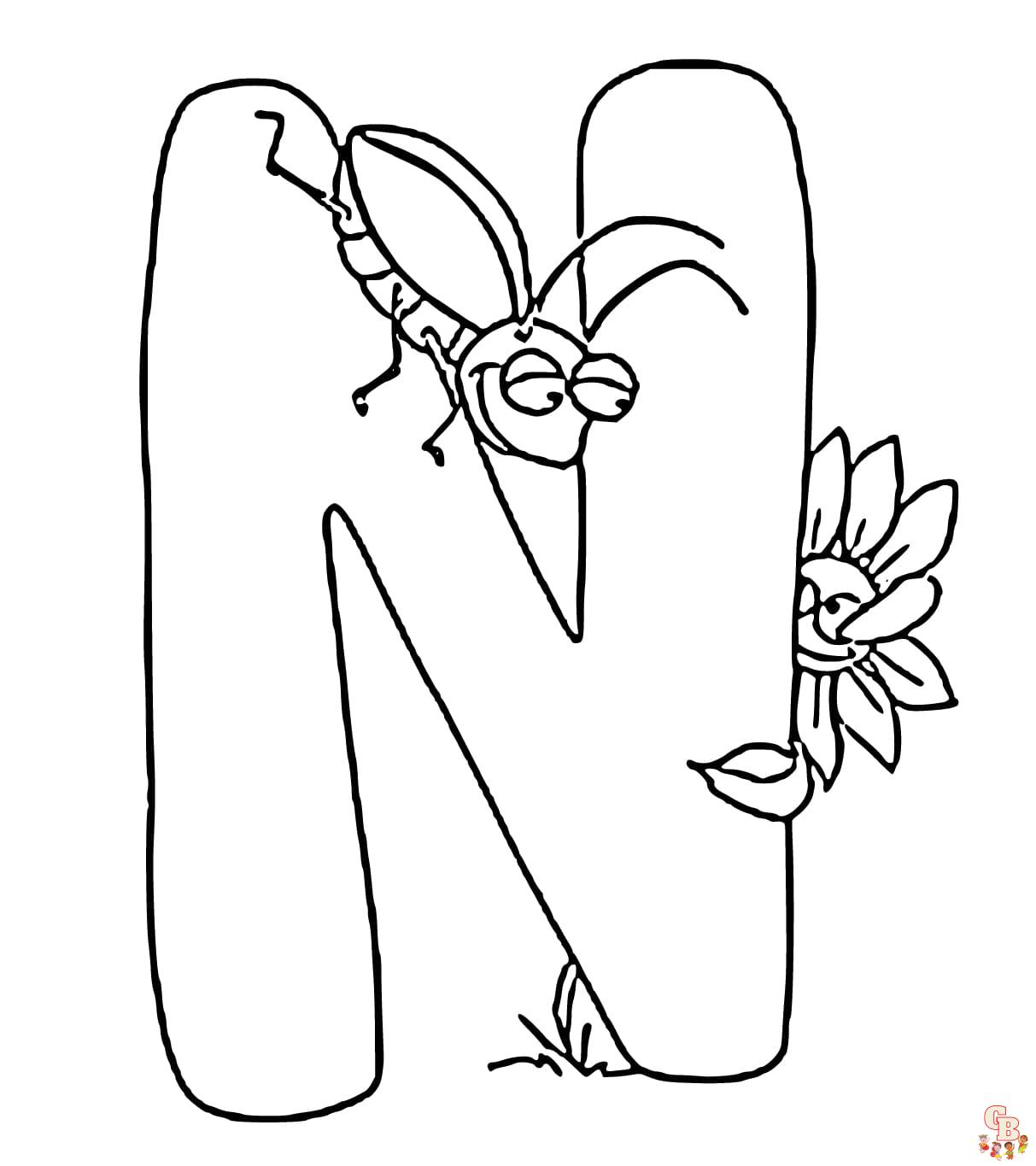 letter n coloring pages to print