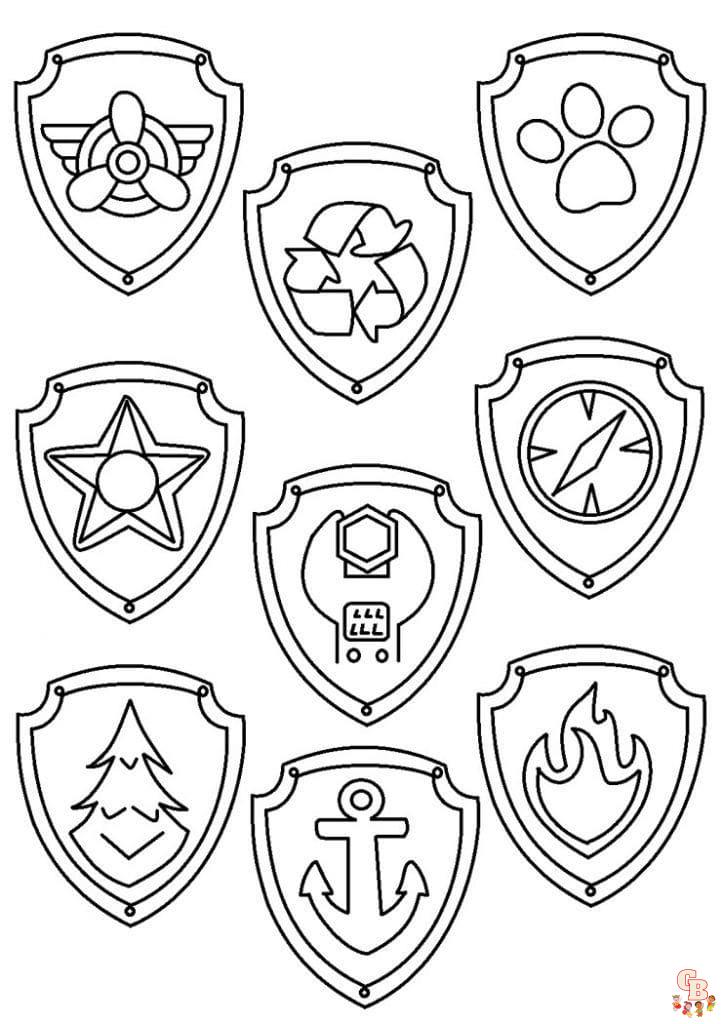 paw patrol badges coloring pages