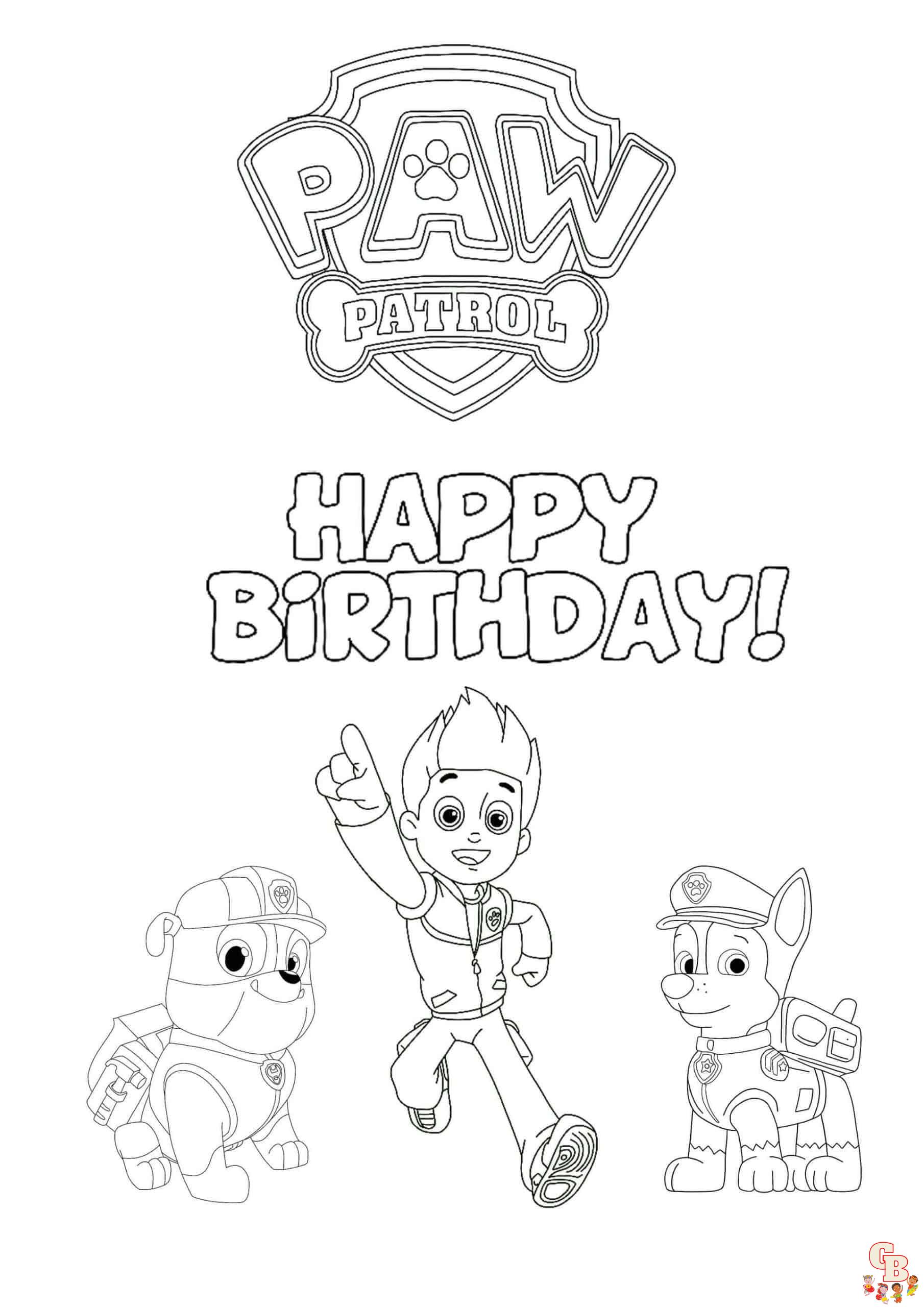 paw patrol birthday coloring page