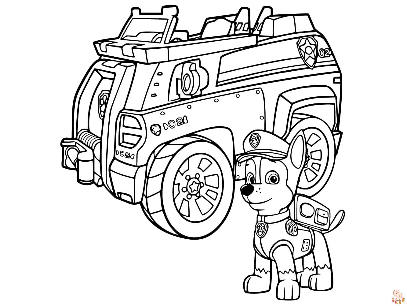 paw patrol chase color page 3