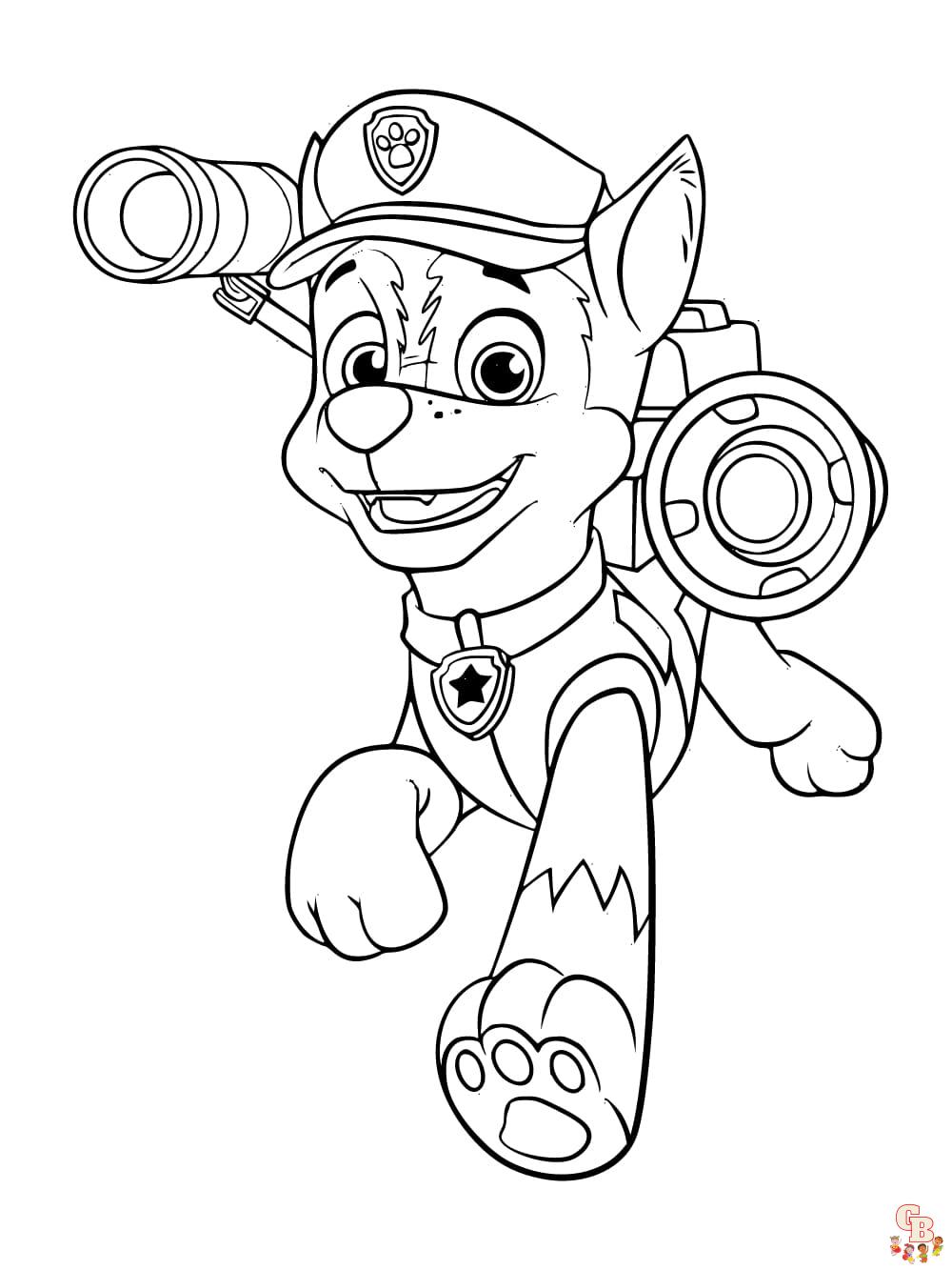 paw patrol chase coloring page