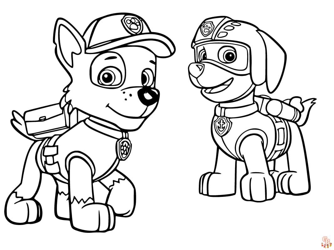 paw patrol coloring pages rocky and friend