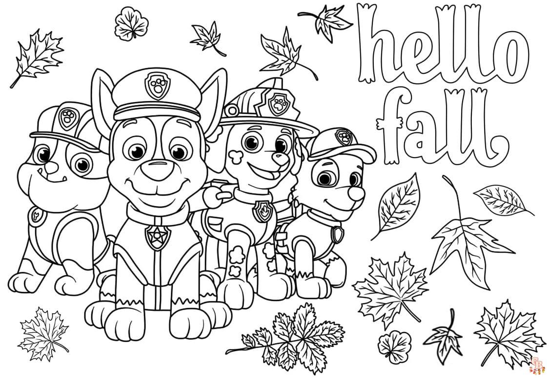 paw patrol fall coloring pages