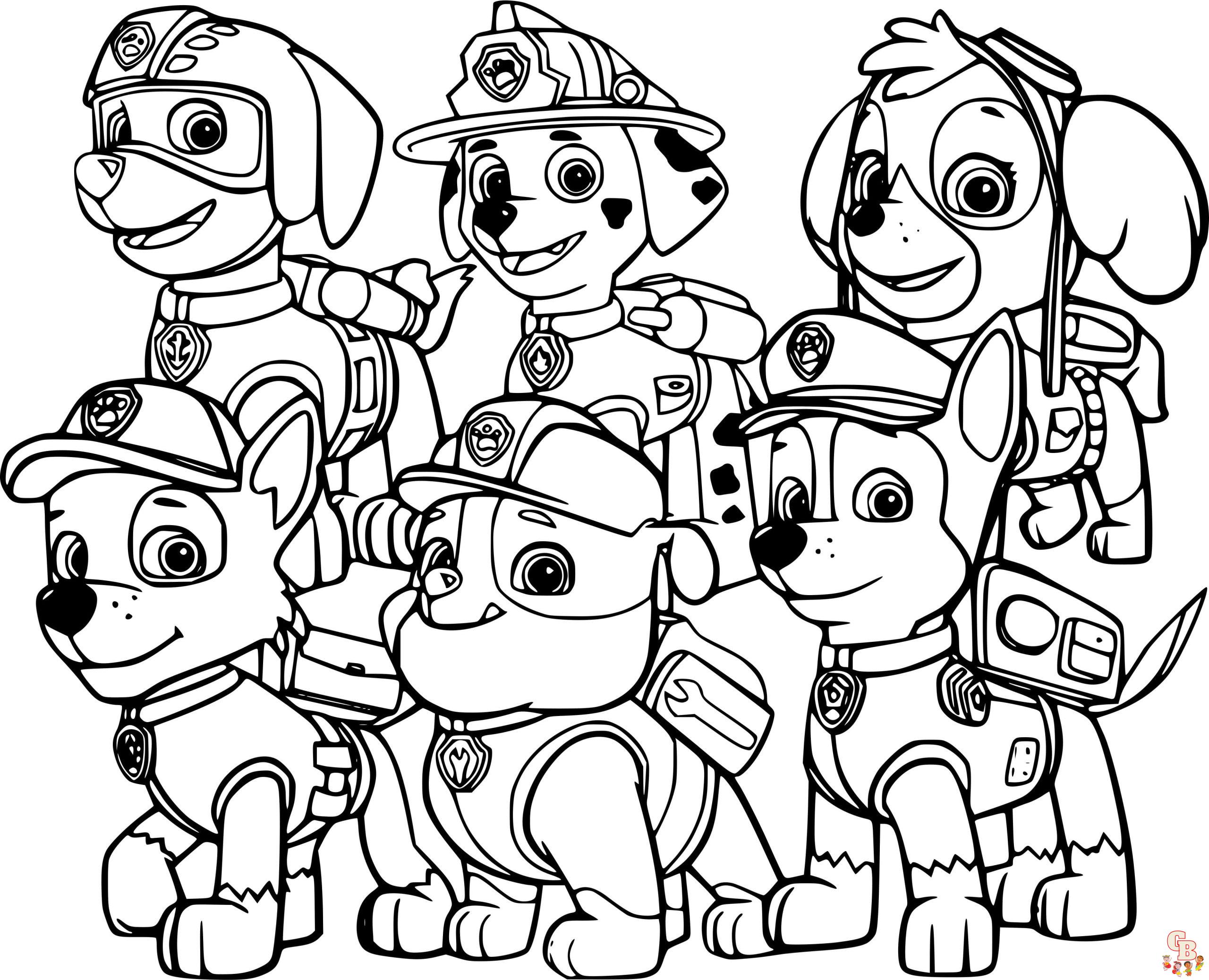 paw patrol free coloring page