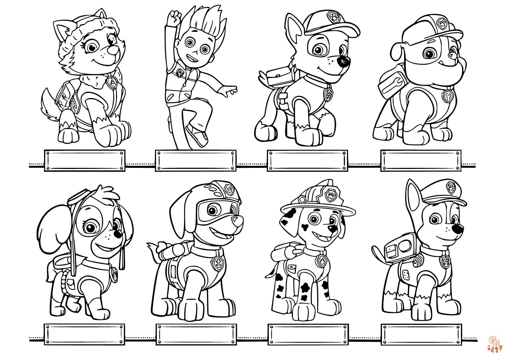 paw patrol free coloring pages