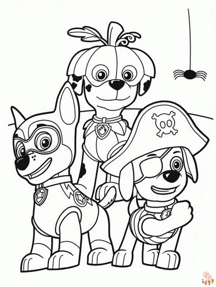 paw patrol halloween coloring page