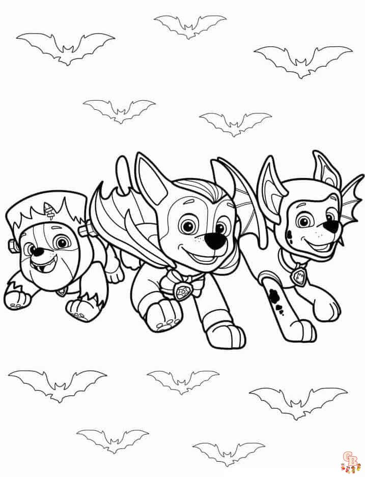 paw patrol halloween coloring pages