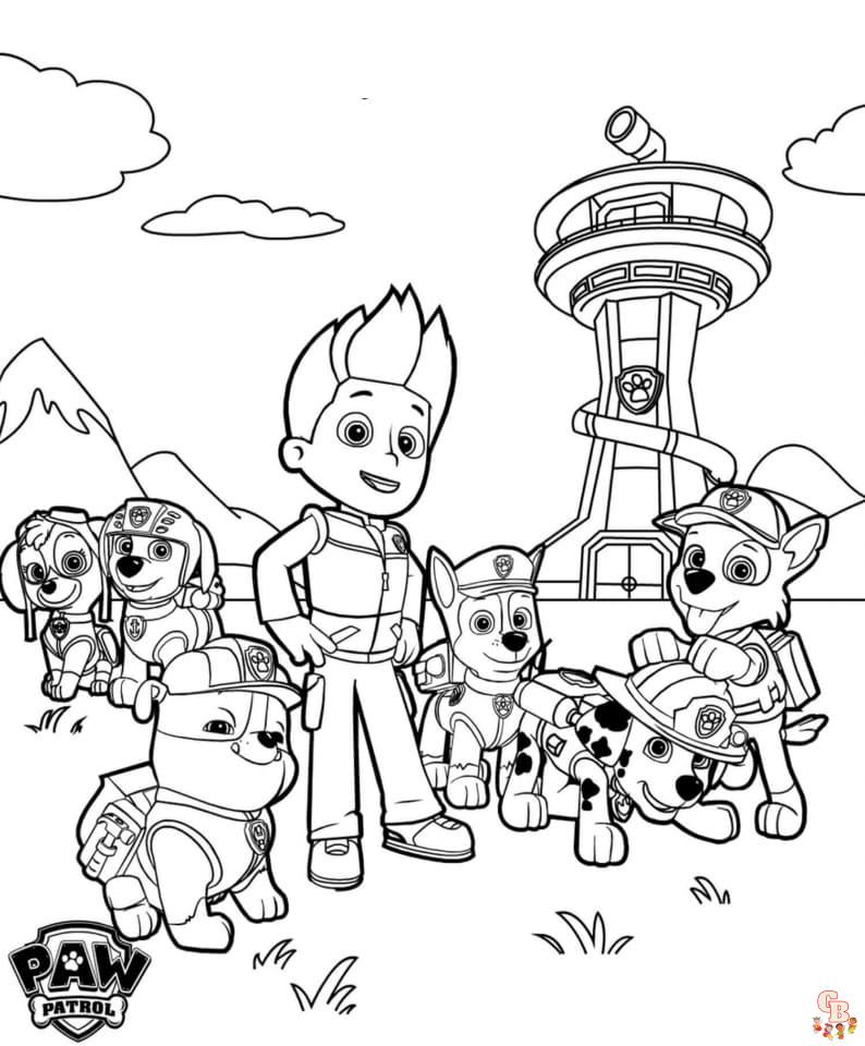 paw patrol headquarters coloring pages