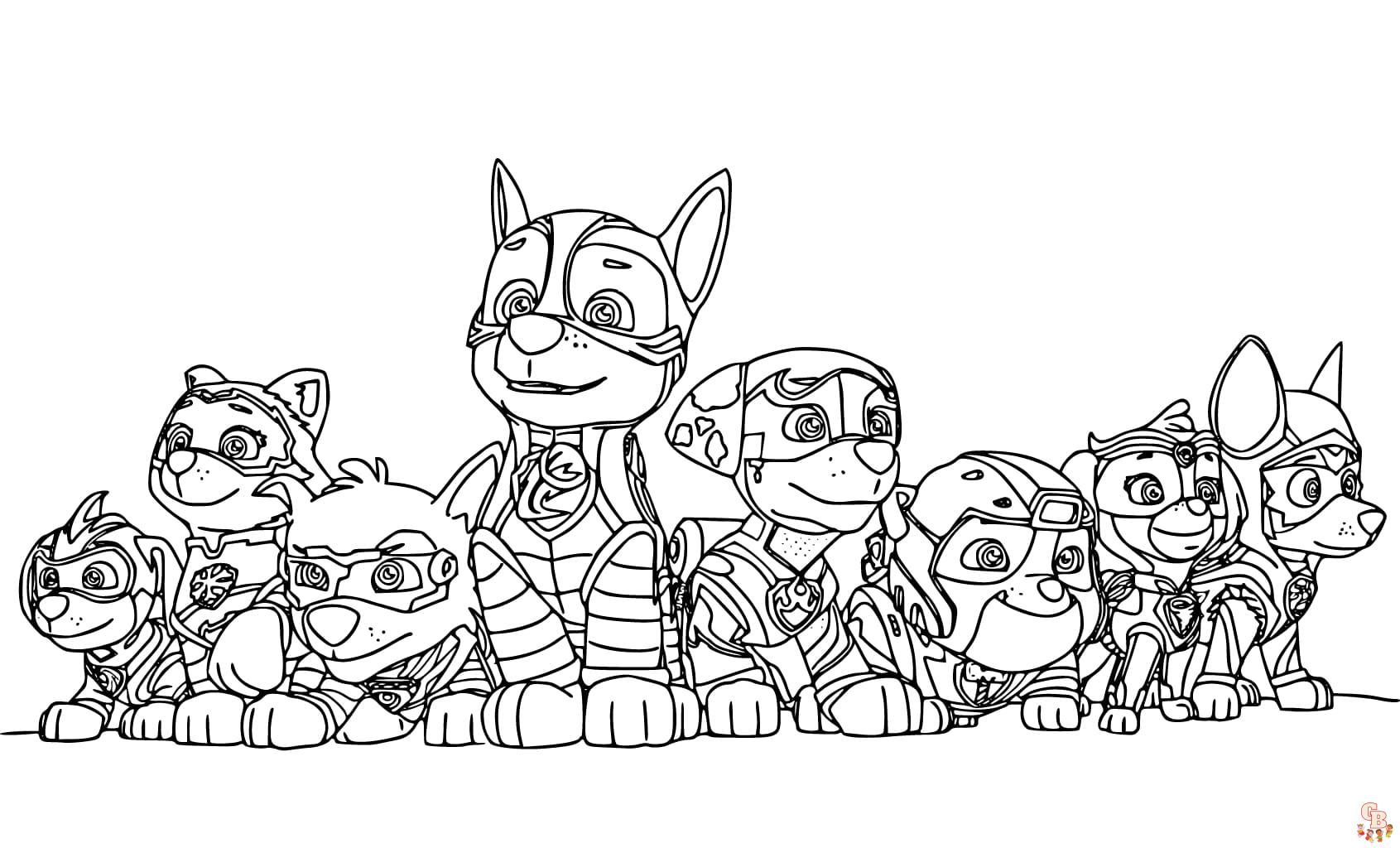 paw patrol mighty pups coloring page