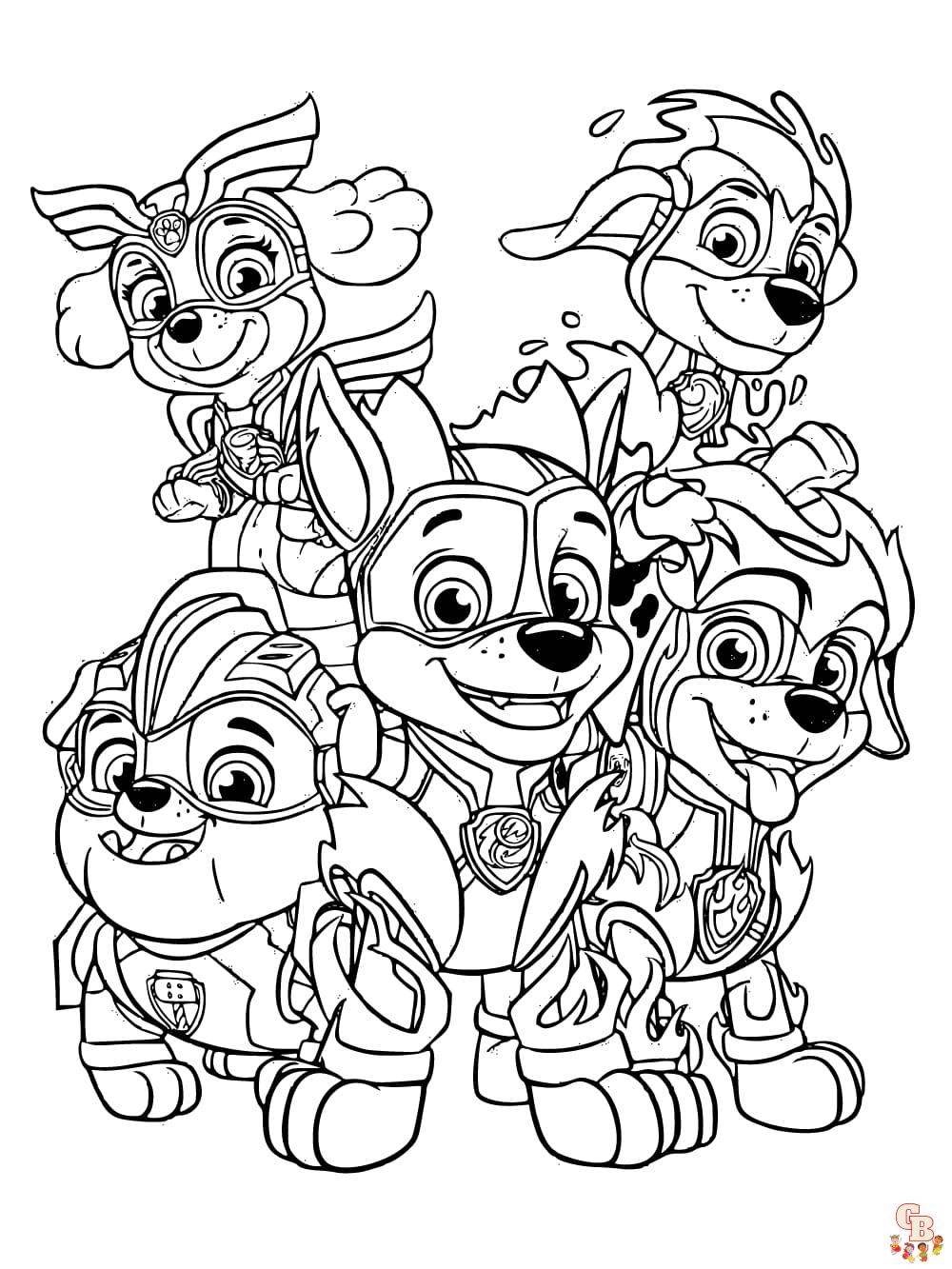 paw patrol mighty pups coloring pages