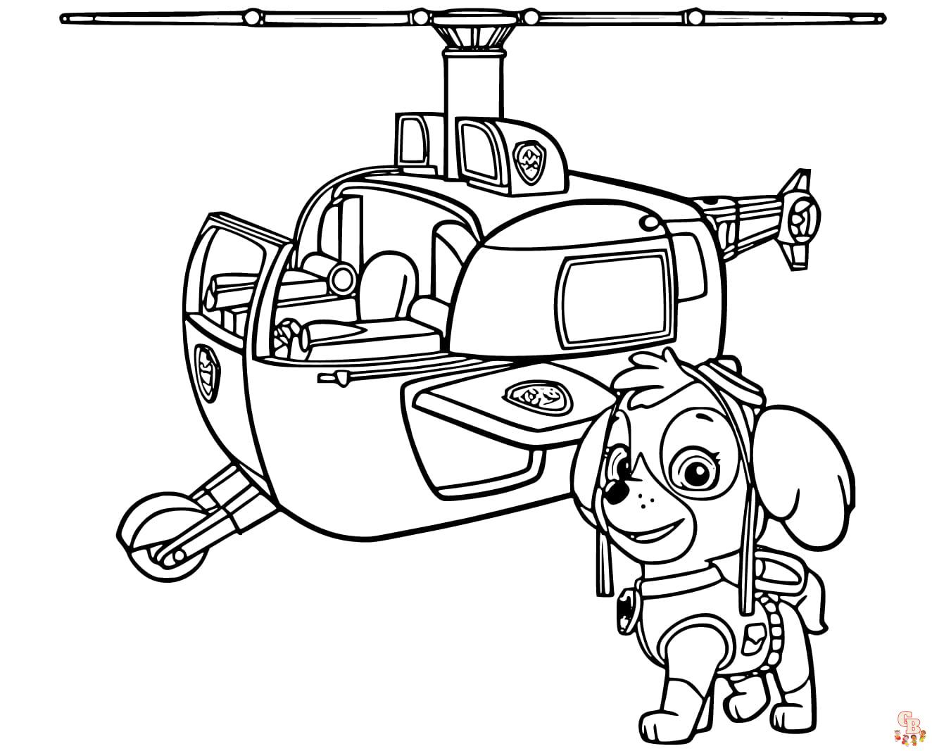 paw patrol sky coloring page