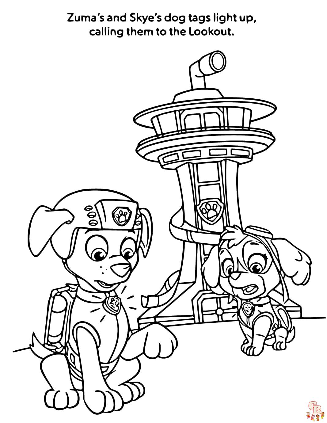 skye paw patrol coloring pages free