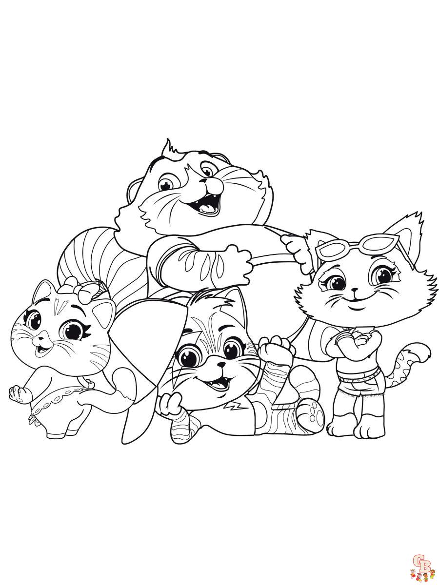 44 cats coloring pages