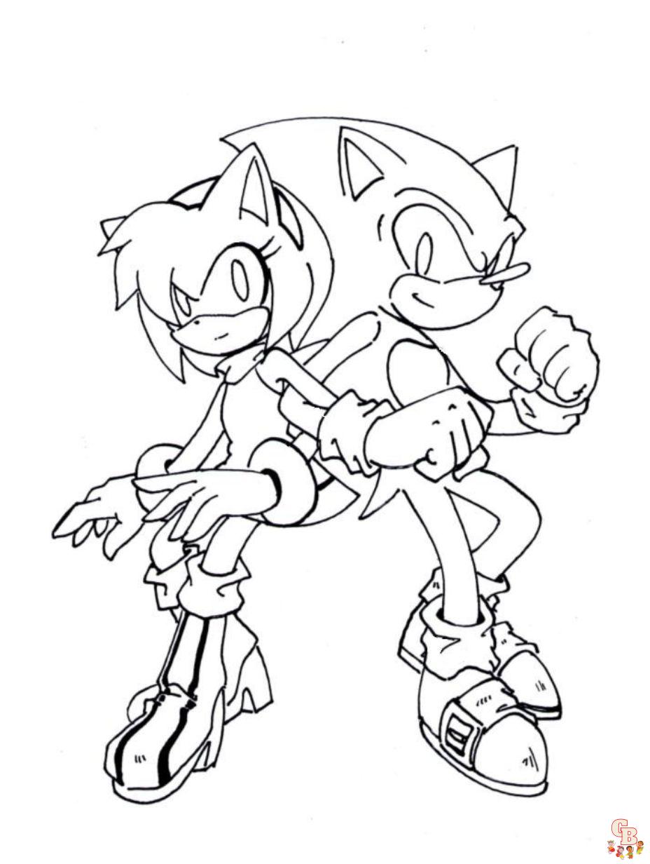 Amy and Sonic COloring Pages