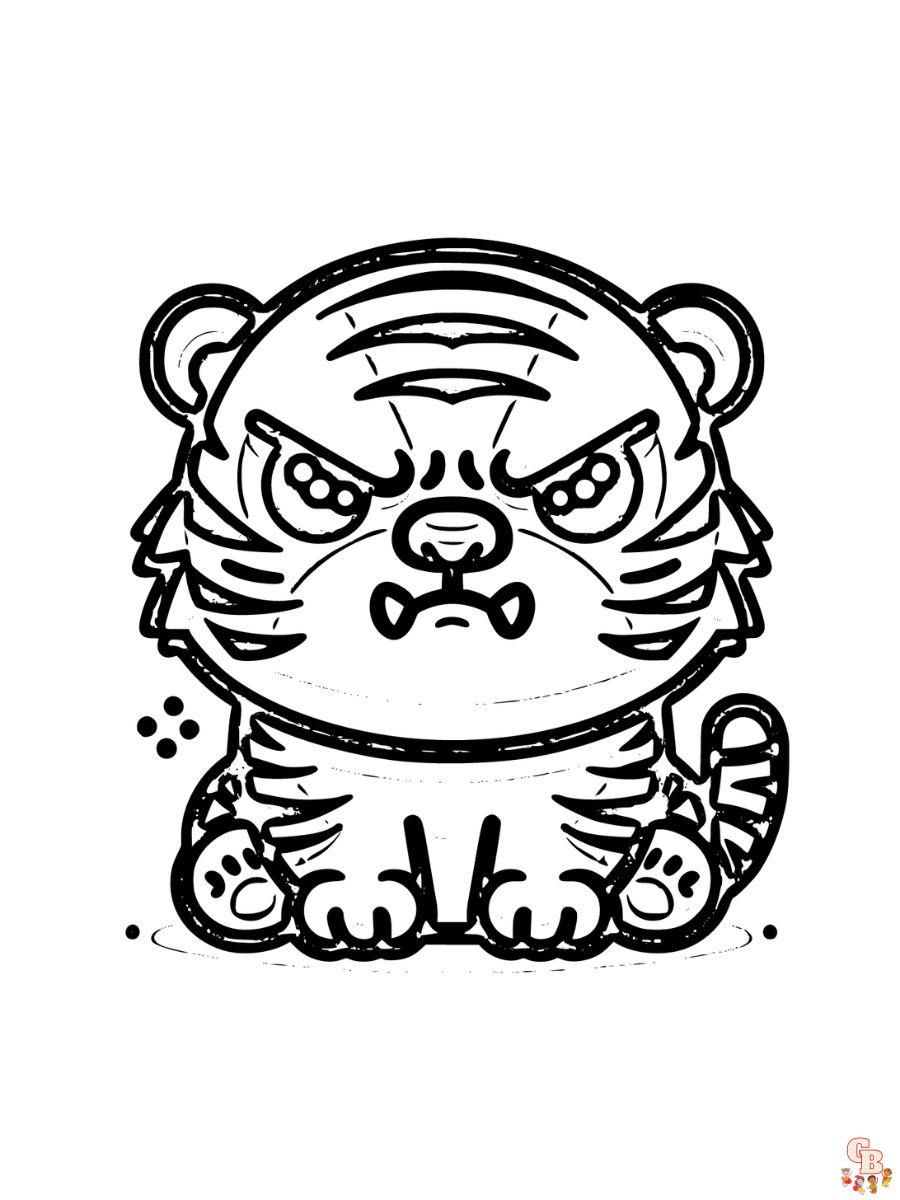 Angry Tiger Coloring Pages cute