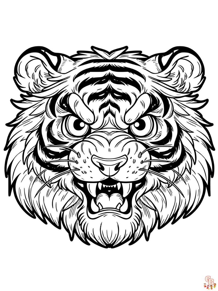 Angry Tiger Coloring Pages free