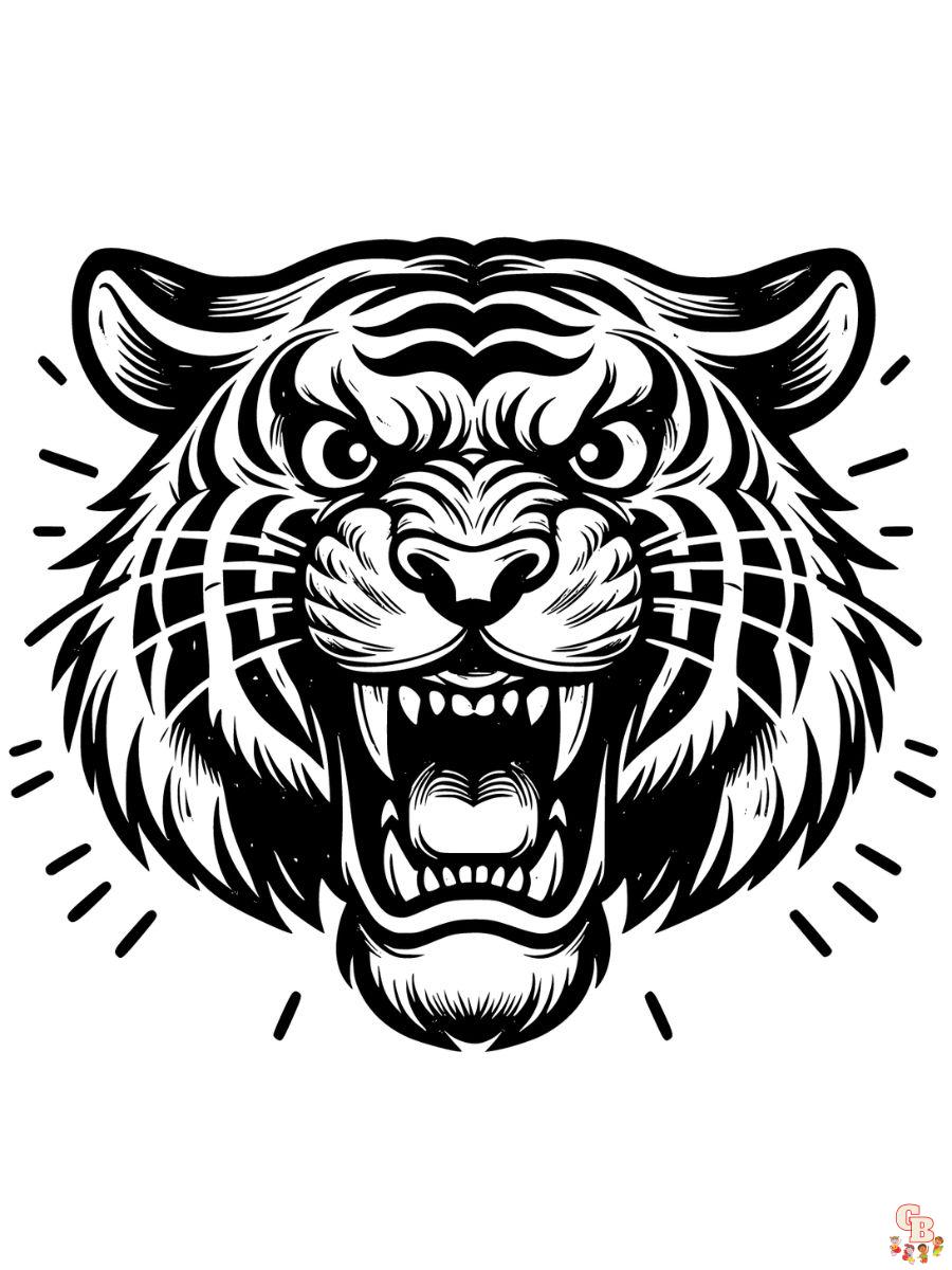 Angry Tiger Coloring Pages printable