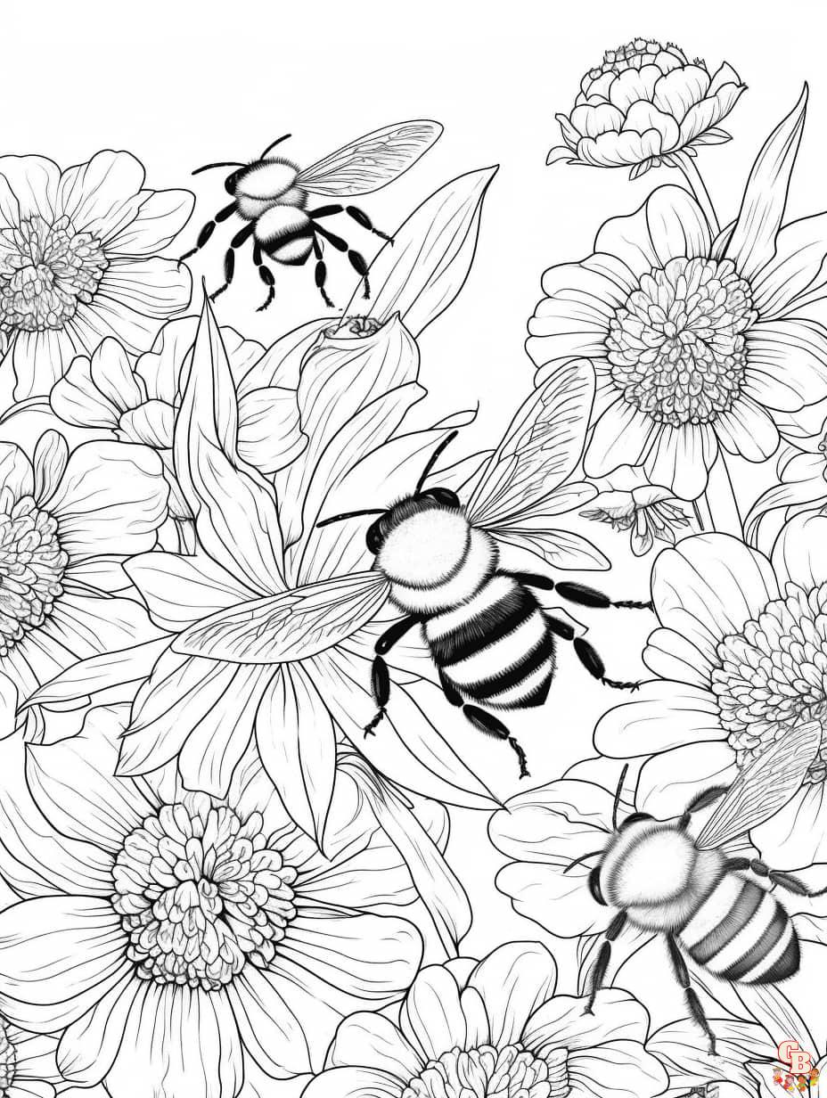 Bee coloring pages printable 2