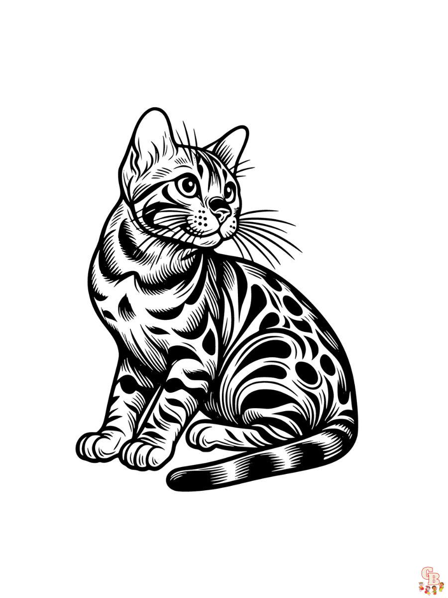 Bengal cat coloring pages simple