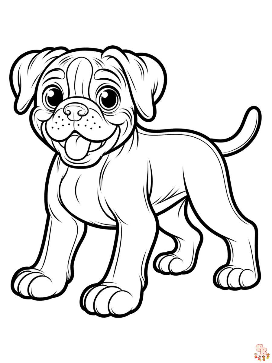 Boxer Dog Coloring Pages easy