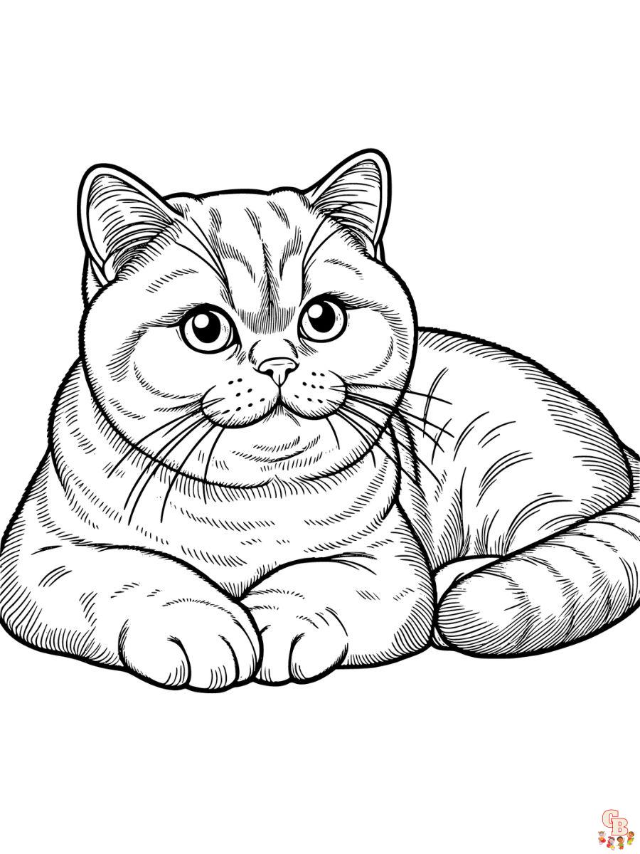 British Shorthair cat coloring pages free