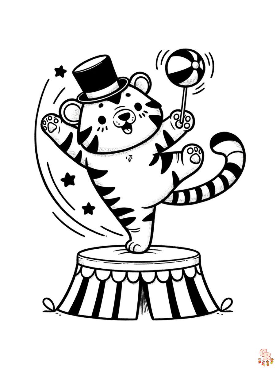 Circus Tiger Coloring Page