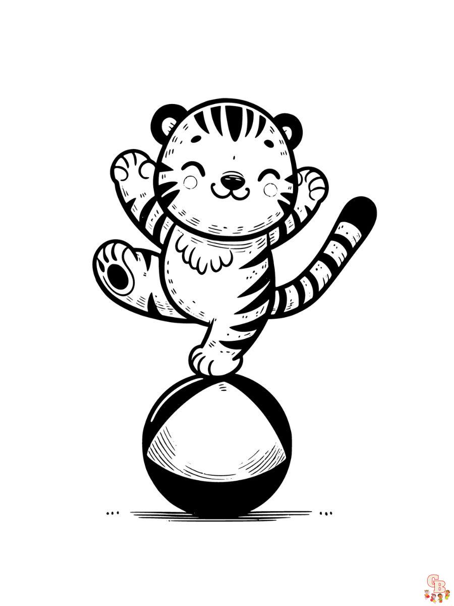 Circus Tiger Coloring Pages for kids