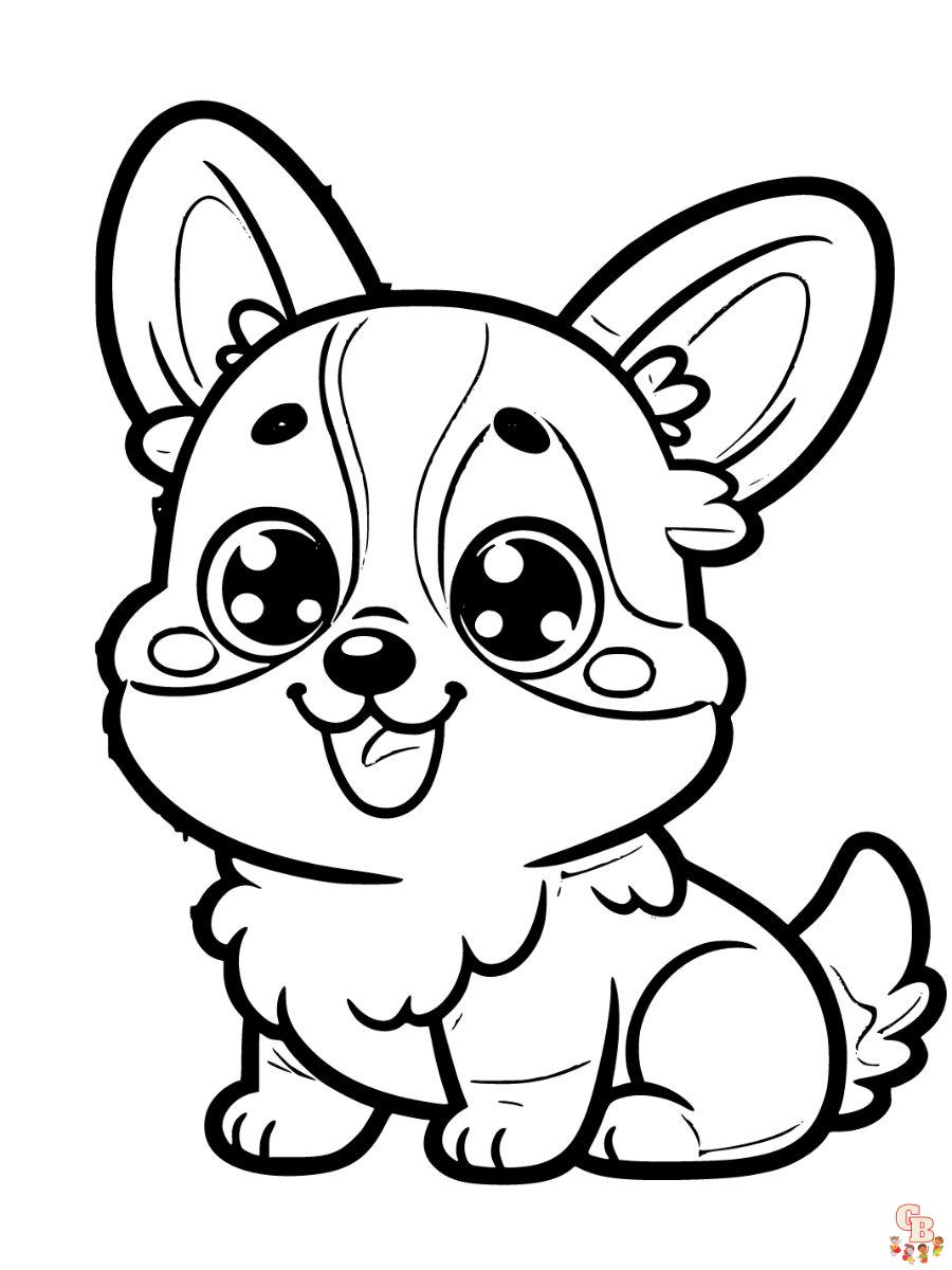 Corgi Dog Coloring Pages easy