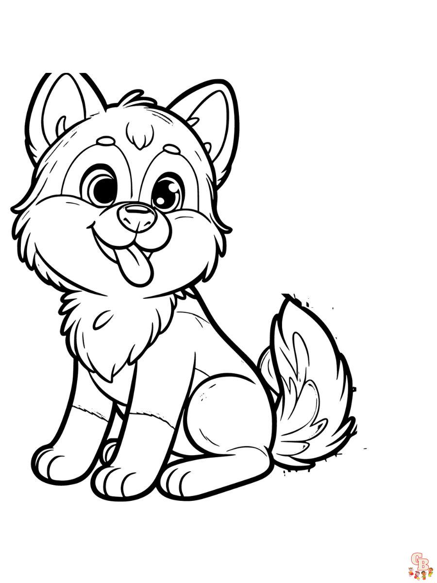 Cute Little Husky Coloring Pages Free