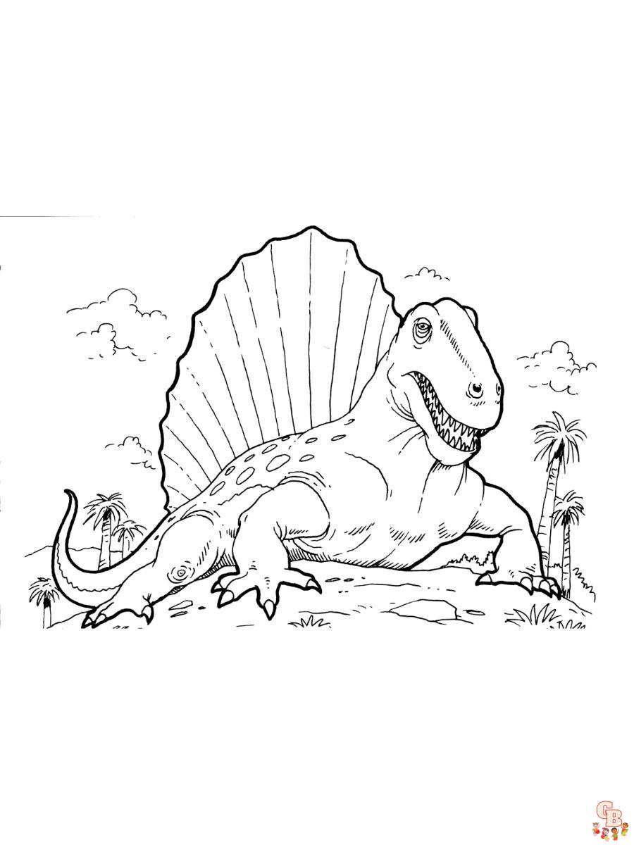 Dimetrodon Coloring pages for easy free