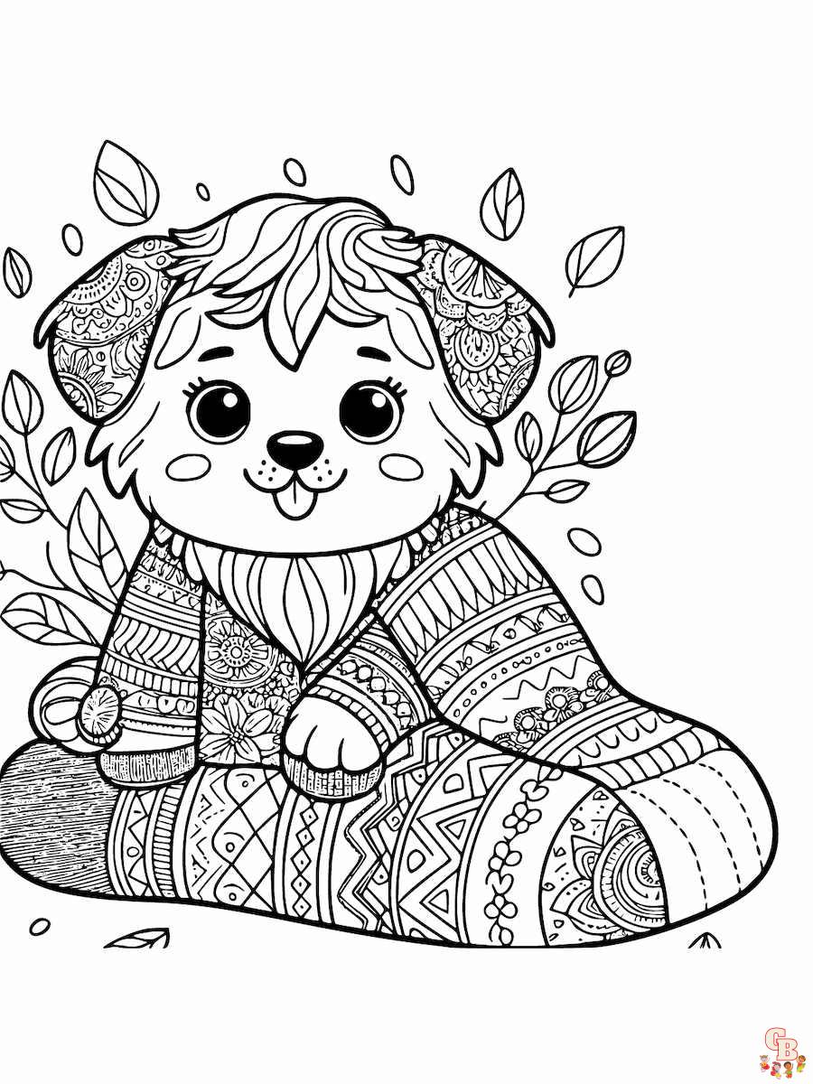 Dog In A Sock coloring pages cute