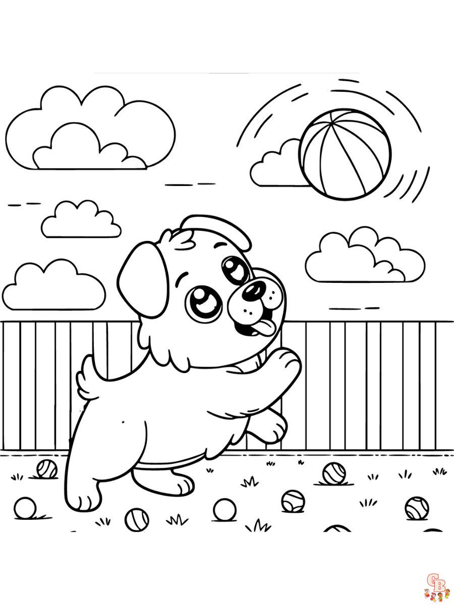 Dog Try To Catch The Ball coloring page