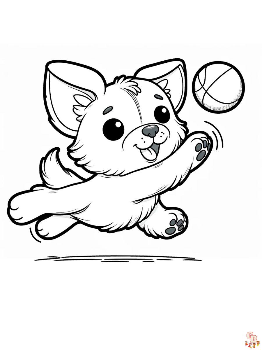 Dog Try To Catch The Ball coloring pages free