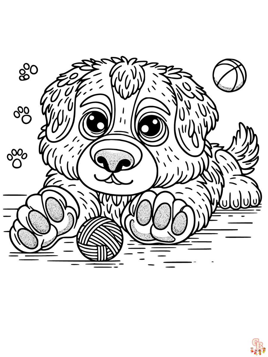 Dog Try To Catch The Ball coloring pages printable