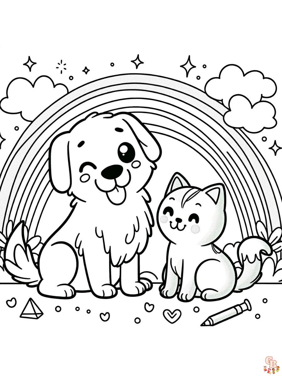 Dogs and Cats Coloring Pages Free