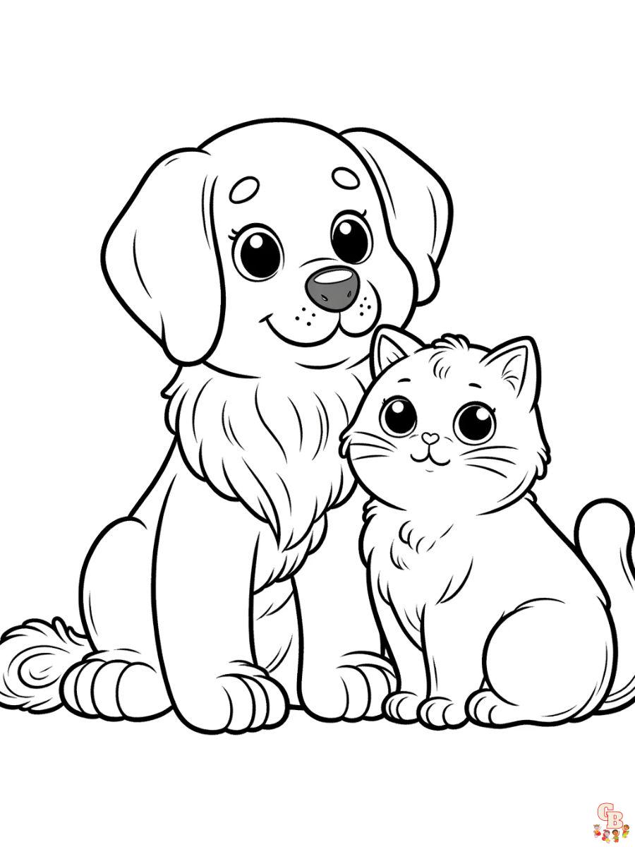 Dogs and Cats Coloring Pages Printable